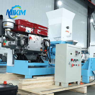 MIKIM 500 kg/h Máquina flotante de fabricación de pellets de alimento para peces con un solo tornillo de diesel Extrusora acuática de alimentos para animales de compañía Máquina flotante de inflar alimentos para mascotas